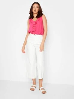 Long Tall Sally Ruffle Front Sleeveless Top - Pink -RIVE IS Clothing Shop VHA6C SQ3 0000000063 PINK MDo