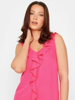 Long Tall Sally Ruffle Front Sleeveless Top - Pink -RIVE IS Clothing Shop VHA6C SQ4 0000000063 PINK MDd