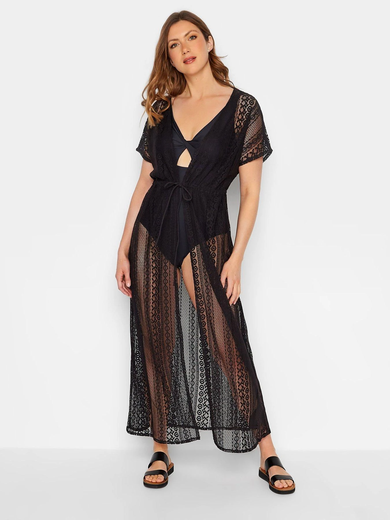 Long Tall Sally Longline Crochet Cover Up - Black 3 Long Tall Sally Longline Crochet Cover Up - Black
