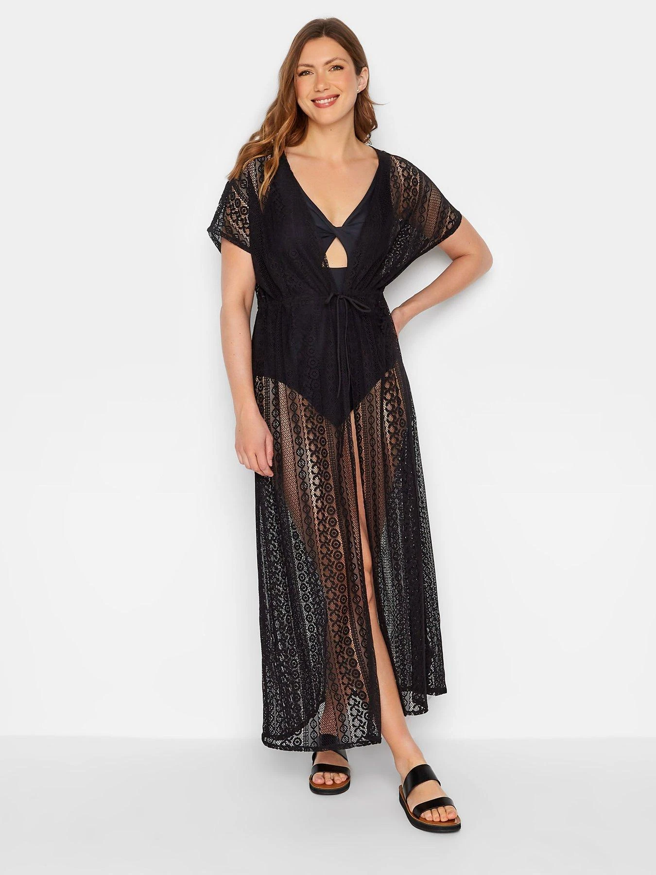 Long Tall Sally Longline Crochet Cover Up - Black 5 Long Tall Sally Longline Crochet Cover Up - Black - Image 3