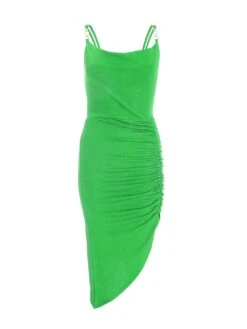 Quiz Petite Diamante Ruched Midi Dress - Green -RIVE IS Clothing Shop VHJ55 SQ4 0000000047 GREEN MDd