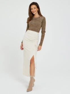 Michelle Keegan Space Dye High Neck Knitted Top - Brown -RIVE IS Clothing Shop VHODU SQ3 0000000143 BROWN MDo