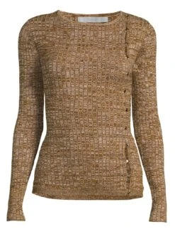 Michelle Keegan Space Dye High Neck Knitted Top - Brown -RIVE IS Clothing Shop VHODU SQ5 0000000143 BROWN SLf