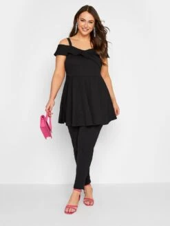 Yours Bardot Peplum Top - Black -RIVE IS Clothing Shop VHXP7 SQ3 0000000004 BLACK MDo