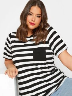 Yours Contrast Stripe T Shirt Black And White -RIVE IS Clothing Shop VHXPY SQ4 0000000013 WHITE MDd