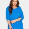 Yours Tab Sleeve Blouse - Blue