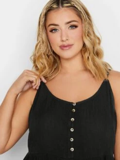 Yours Tiered Crinkle Swing Vest Black -RIVE IS Clothing Shop VHXXU SQ4 0000000004 BLACK MDd