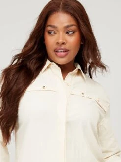 V By Very Curve Satin Look Button Through Shirt -RIVE IS Clothing Shop VI24K SQ4 0000000013 WHITE MDd