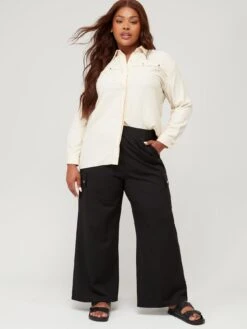 V By Very Curve Satin Look Button Through Shirt -RIVE IS Clothing Shop VI24K SQ6 0000000013 WHITE MDd2