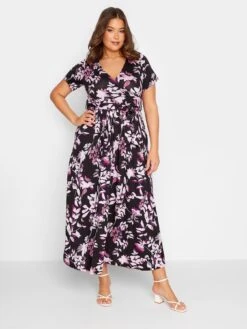 Yours Leaf Print Wrap Dress - Black -RIVE IS Clothing Shop VI2XP SQ3 0000000004 BLACK MDo
