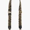MARC JACOBS The Thin Outline Logo Webbed Strap - Black/Gold