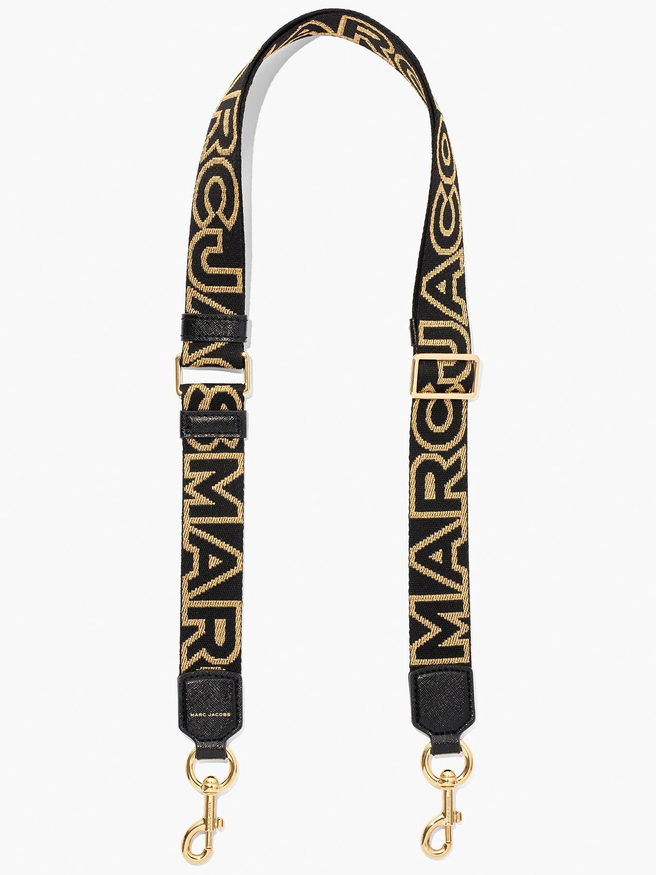 MARC JACOBS The Thin Outline Logo Webbed Strap - Black/Gold 3 MARC JACOBS The Thin Outline Logo Webbed Strap - Black/Gold