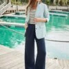 Crew Clothing Mayla Linen Trousers - Navy