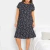 Yours Spring Daisy Button Shoulder Nightdress - Navy