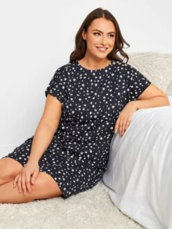 Yours Spring Daisy Button Shoulder Nightdress - Navy -RIVE IS Clothing Shop VIEA3 SQ4 0000000020 BLUE MDd