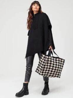Everyday Zip Up Knitted Poncho -RIVE IS Clothing Shop VIIIO SQ3 0000000004 BLACK MDo