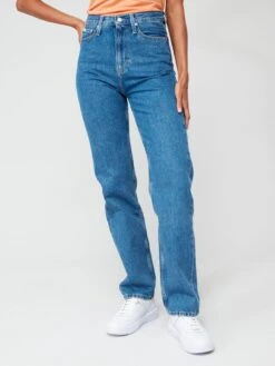 Calvin Klein Jeans High Rise Straight Leg Jean - Blue