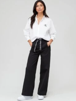 Calvin Klein Jeans Tape Wide Leg Jog Pants - Black -RIVE IS Clothing Shop VIIT9 SQ3 0000000004 BLACK MDo