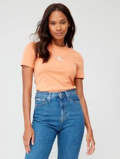 Calvin Klein Jeans Monologo Slim Fit T-shirt - Orange
