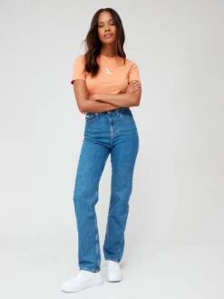 Calvin Klein Jeans Monologo Slim Fit T-shirt - Orange -RIVE IS Clothing Shop VIIU9 SQ5 0000000198 ORANGE MDd1