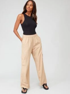 PIECES Milano High Waist Cargo Pants - Beige -RIVE IS Clothing Shop VIKIX SQ6 0000000108 BEIGE MDd2