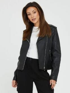 Michelle Keegan Real Leather Jacket - Black