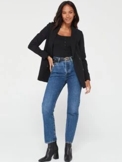 Everyday Henley Rib Long Sleeve Top - Black -RIVE IS Clothing Shop VIOTJ SQ3 0000000004 BLACK MDo