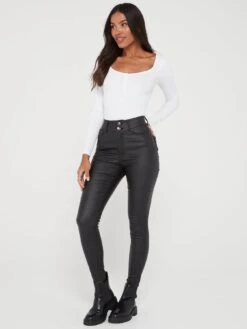 V By Very Shaping Coated Skinny Jeans - Black -RIVE IS Clothing Shop VIP3Z SQ6 0000000004 BLACK MDd2