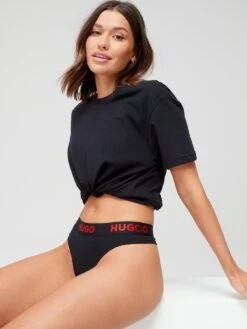 HUGO Sporty Logo Thong - Black -RIVE IS Clothing Shop VIQO3 SQ5 0000000004 BLACK MDd1