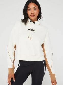 BOSS Colour Block Sleeve Logo Hoodie - White