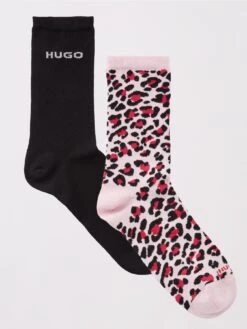 HUGO 2 Pack Print Sock Set - Pink