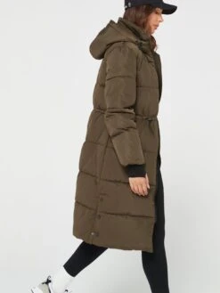 V By Very Longline Hooded Premium Padded Coat - Khaki -RIVE IS Clothing Shop VIQTF SQ6 0000000058 KHAKI MDd2
