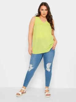 Yours Sleeveless Swing Vest Top - Lime -RIVE IS Clothing Shop VIZ4M SQ3 0000000047 GREEN MDo