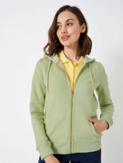 Crew Clothing Heritage Zip Through Hoodie - Green