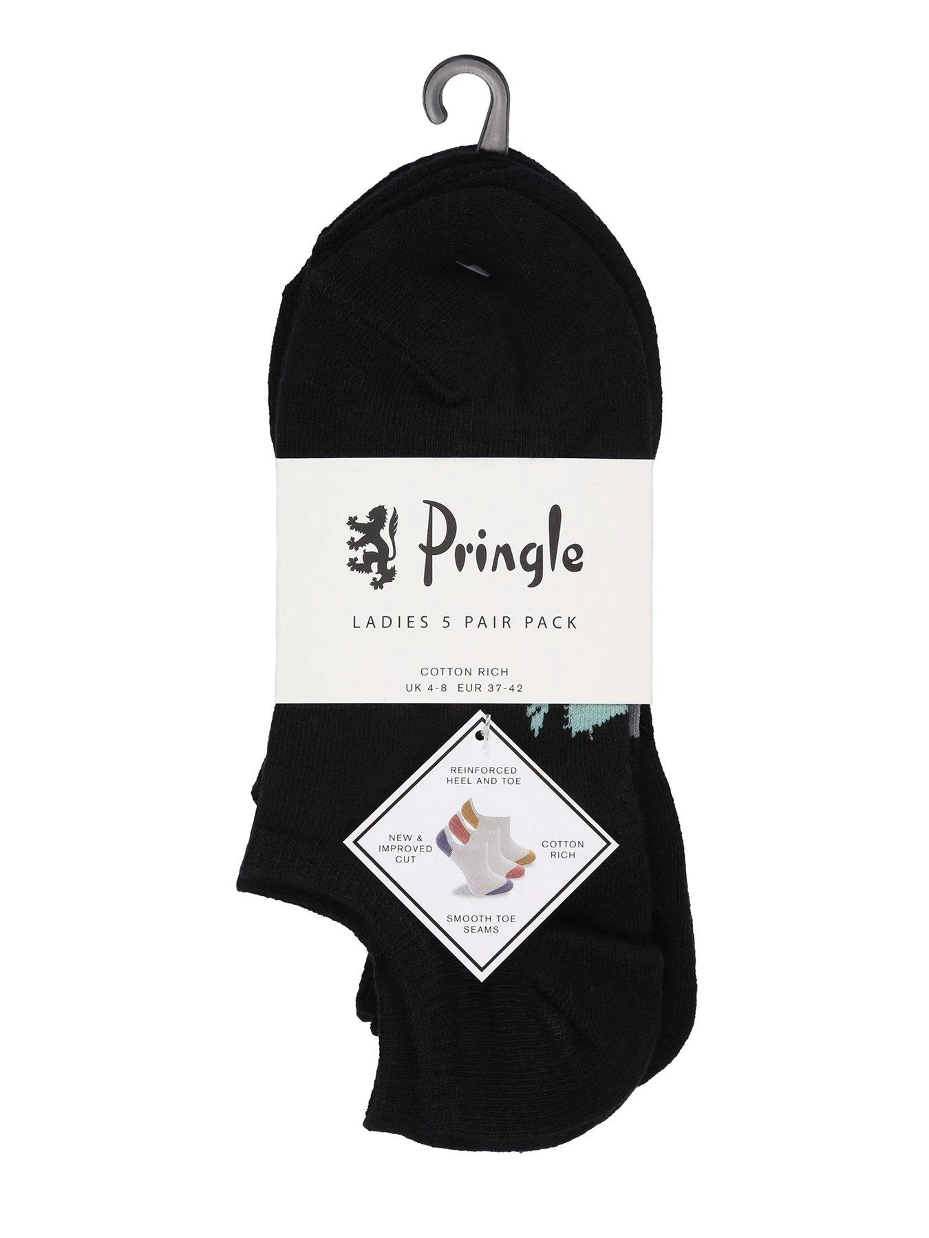Pringle 5 Pack Ankle Socks Black 3 Pringle 5 Pack Ankle Socks Black