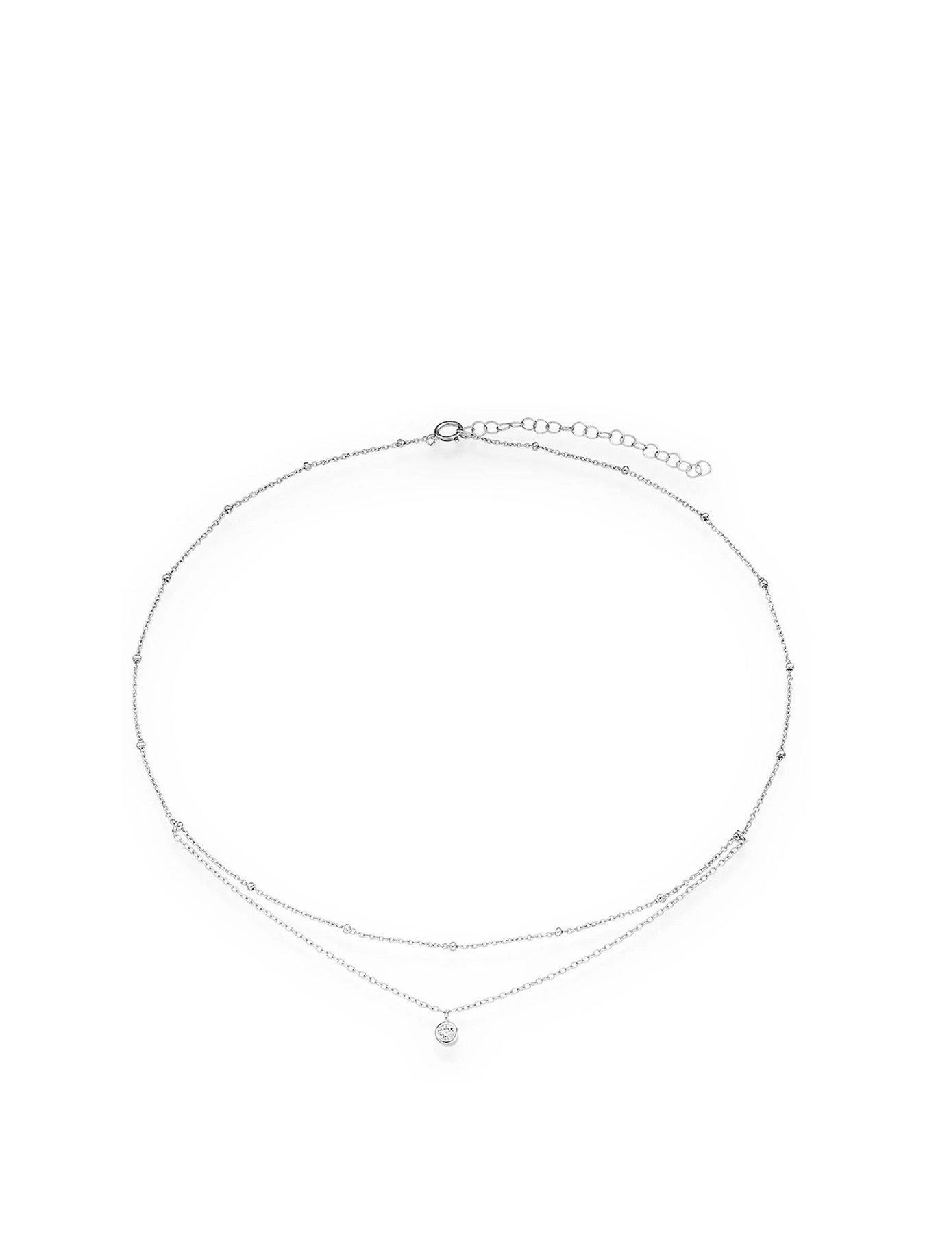 Beaverbrooks Silver Cubic Zirconia Choker Necklace 3 Beaverbrooks Silver Cubic Zirconia Choker Necklace