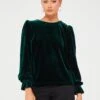 V By Very Long Sleeve Velvet Blouse - Green -RIVE IS Clothing Shop VJ73W SQ1 0000000047 GREEN MDf