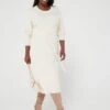 V By Very Curve Crew Neck Cable Knit Midi Dress - Off-White -RIVE IS Clothing Shop VJG3G SQ1 0000000795 OFF WHITE MDf