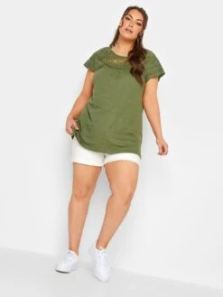 Yours Crochet T-Shirt - Khaki -RIVE IS Clothing Shop VJGWG SQ3 0000000047 GREEN MDo