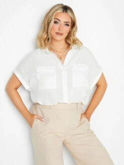 Yours Short Sleeve Utility Blouse White