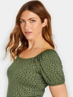 Long Tall Sally Spot Square Neck T - Khaki -RIVE IS Clothing Shop VJGZF SQ4 0000000047 GREEN MDd