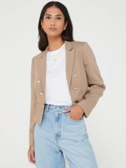 V By Very Cropped Blazer With Horn Buttons