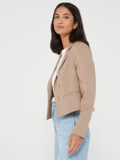 V By Very Cropped Blazer With Horn Buttons -RIVE IS Clothing Shop VJIWC SQ5 0000000003 NATURAL MDd1