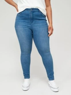 V By Very Curve Supersoft High Waist Skinny Jean - Mid Wash