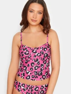 Long Tall Sally Pink Leopard Twist Front Tankini -RIVE IS Clothing Shop VJUHZ SQ4 0000000063 PINK MDd