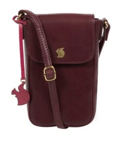 Concka Buzz Plum Leather Cross Body Phone Bag
