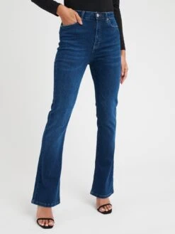 V By Very High Waist 90s Bootcut Jeans - Dark Wash Blue