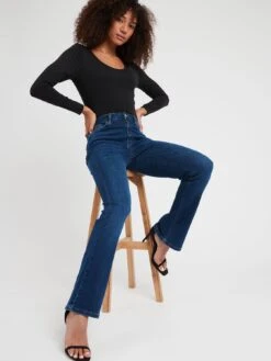 V By Very High Waist 90s Bootcut Jeans - Dark Wash Blue -RIVE IS Clothing Shop VJW91 SQ5 0000000073 DARK WASH MDd1
