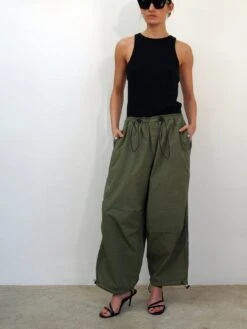 Religion Oversized Cargo Parachute Pant - Khaki