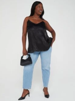 V By Very Curve Floral Jacquard Chain Strap Cami Top -RIVE IS Clothing Shop VK4FM SQ5 0000000004 BLACK MDd1